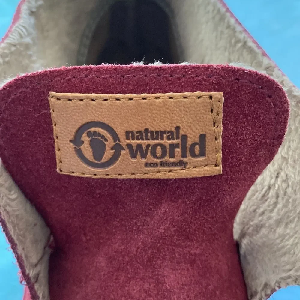 Natural World maroon leather kid’s boots. - Picture 3 of 6